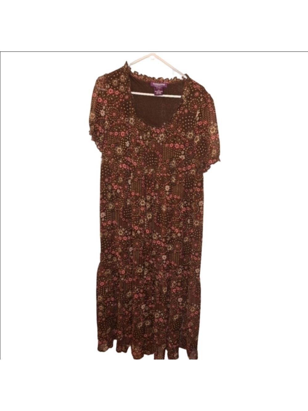 Taillissime Brown Sheer Long Dress 14W